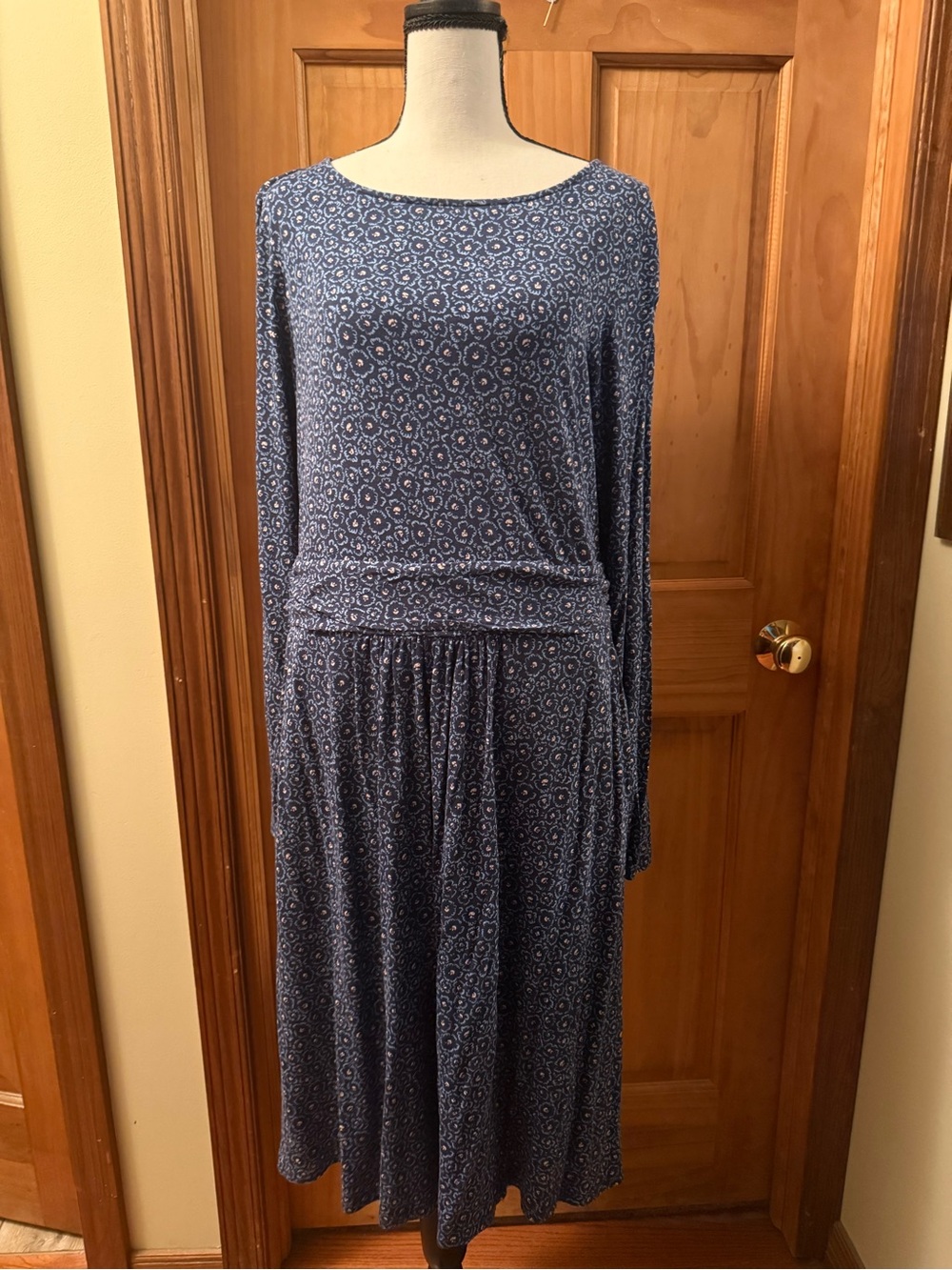 Boden Navy Blue Printed Long Sleeve Maxi Dress